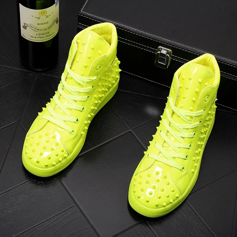 Men Fashion Causal Ankle Boots Spring Autumn Rivets Punk Style High Top Sneakers Men Charm Trending Leisure Shoes
