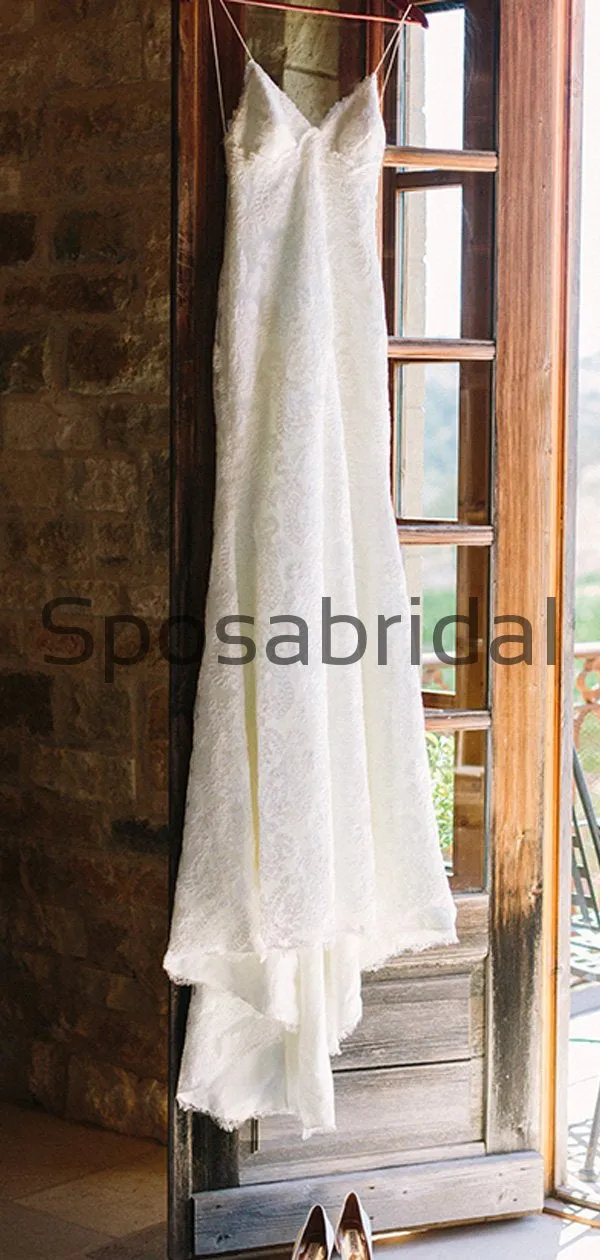 Mermaid Spaghetti Straps Lace Simple Vintage Wedding Dresses WD0487