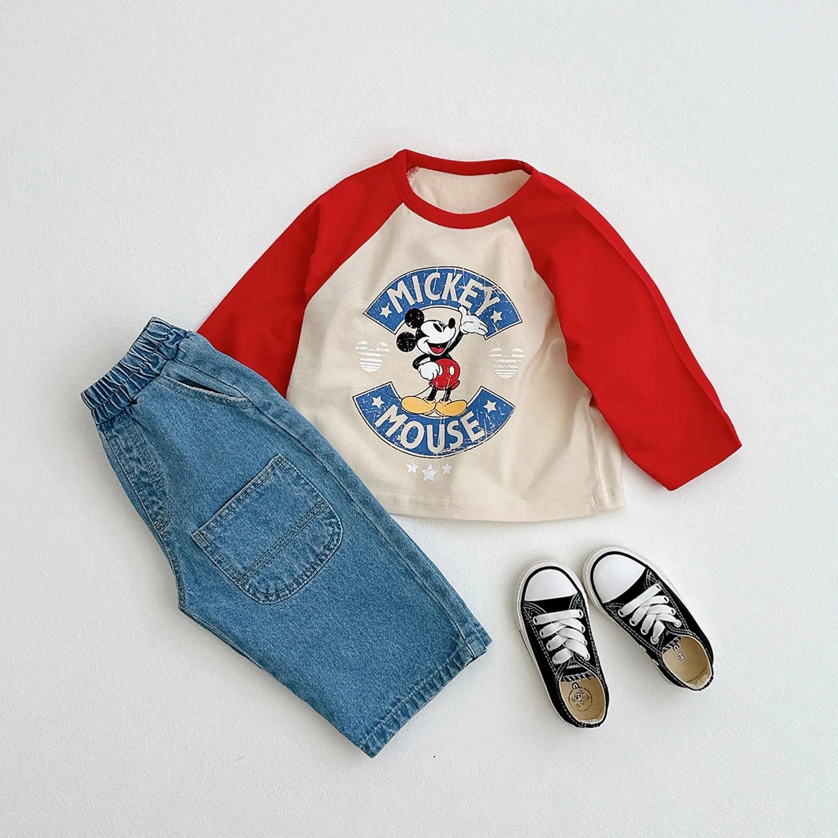 Mickey Vintage Raglan LS - Red Sleeves