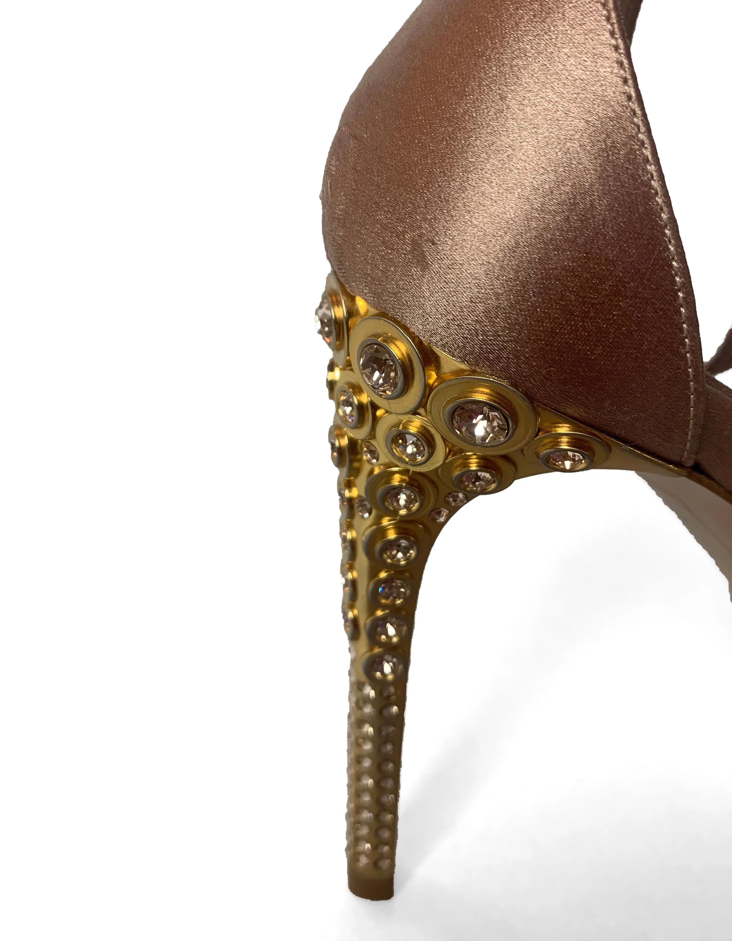 Miu Miu Nude Satin Ankle Sandals w/ Crystal Heels sz 39