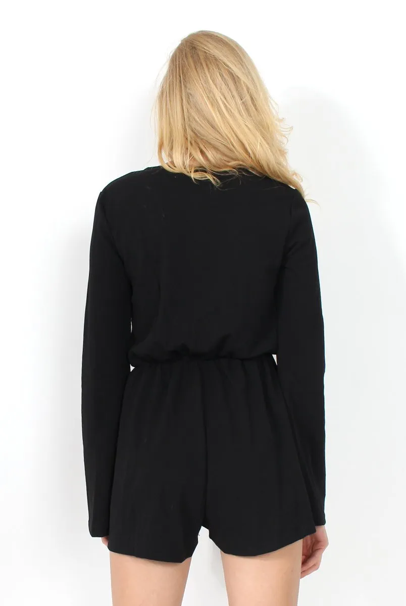Mona Black Tie Front Playsuit