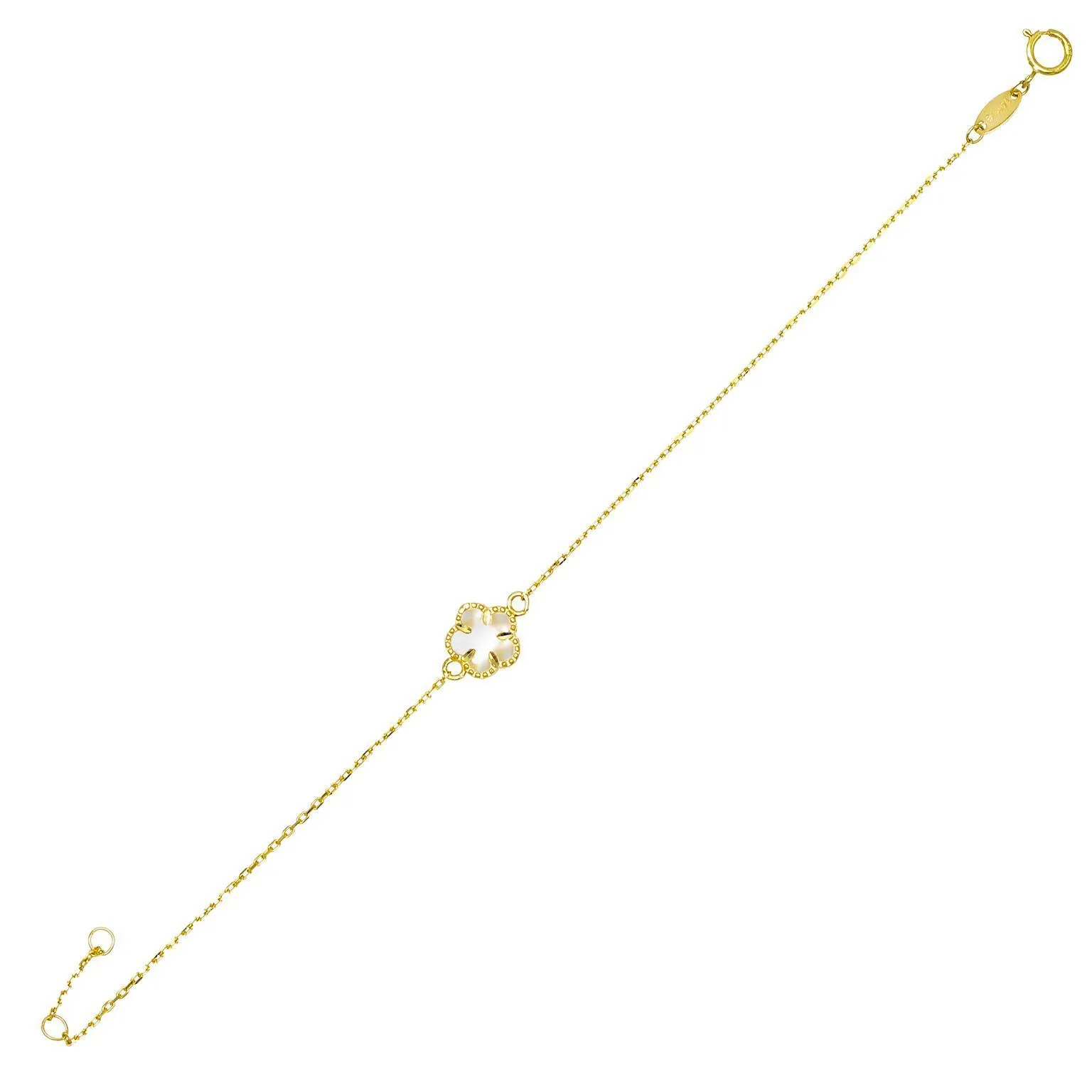 Mother Of Pearl Flower Bracelet 14K