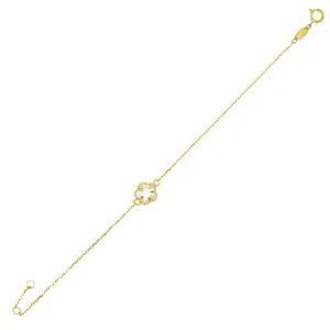 Mother Of Pearl Flower Bracelet 14K