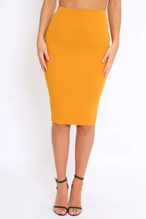 Mustard Midi Bodycon Skirt - Tiffy