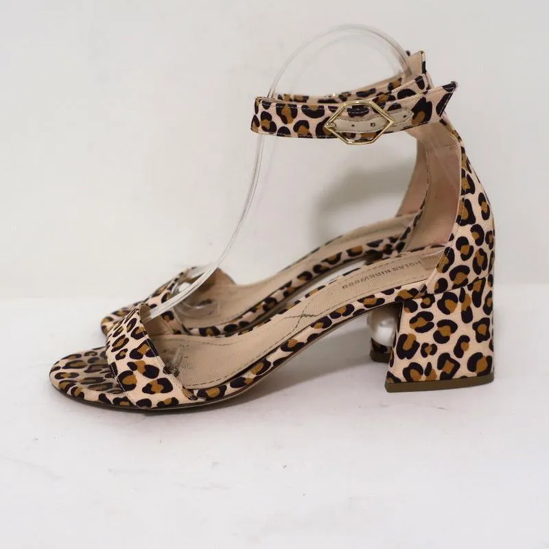 Nicholas Kirkwood Faux Pearl Sandals Miri Leopard Print Grosgrain Size 38
