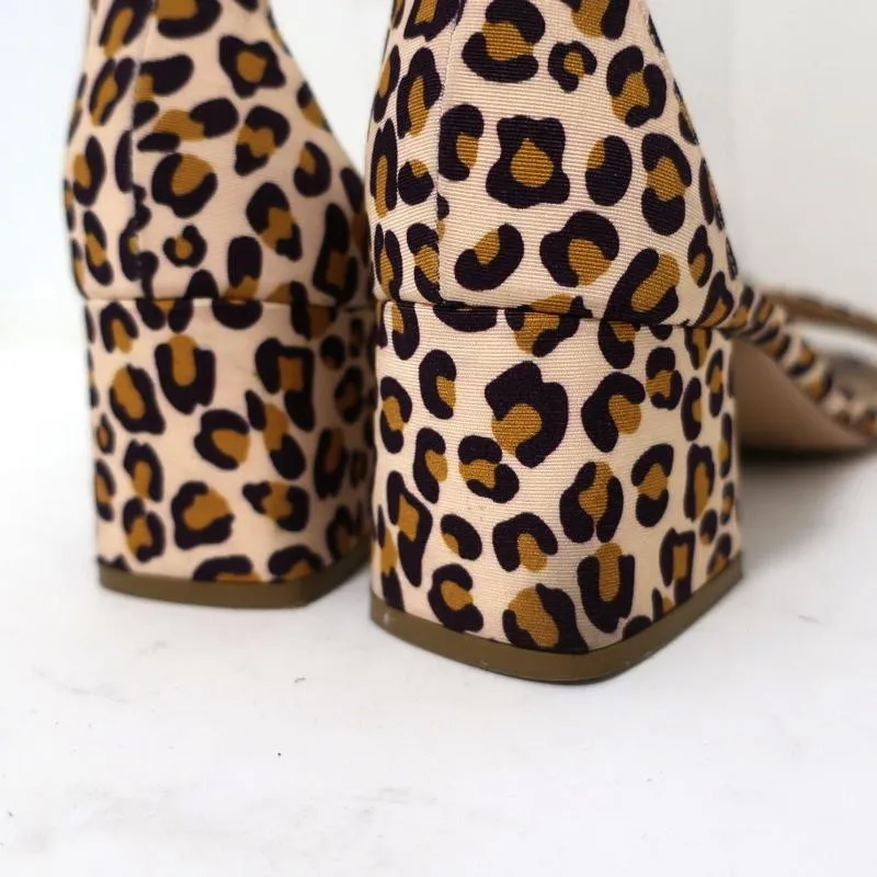 Nicholas Kirkwood Faux Pearl Sandals Miri Leopard Print Grosgrain Size 38