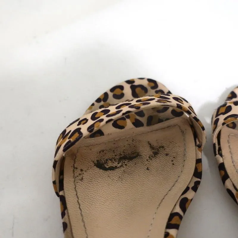 Nicholas Kirkwood Faux Pearl Sandals Miri Leopard Print Grosgrain Size 38