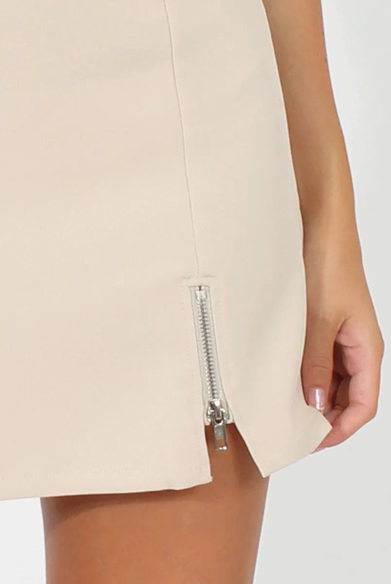 Nude A-Line Zip Detail Skirt - Muriel