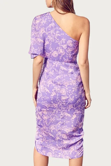 ONE-SHOULDER DRAPED ASYMMETRIC DRESS