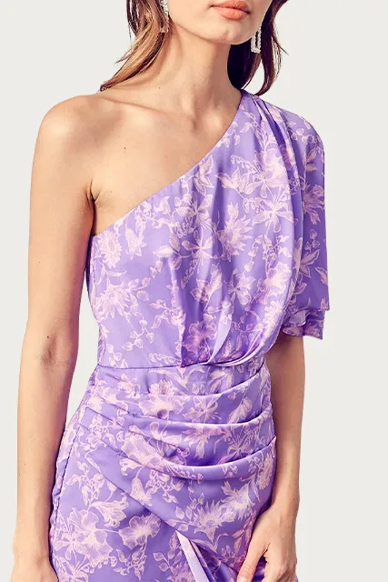 ONE-SHOULDER DRAPED ASYMMETRIC DRESS