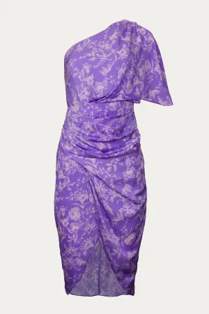 ONE-SHOULDER DRAPED ASYMMETRIC DRESS