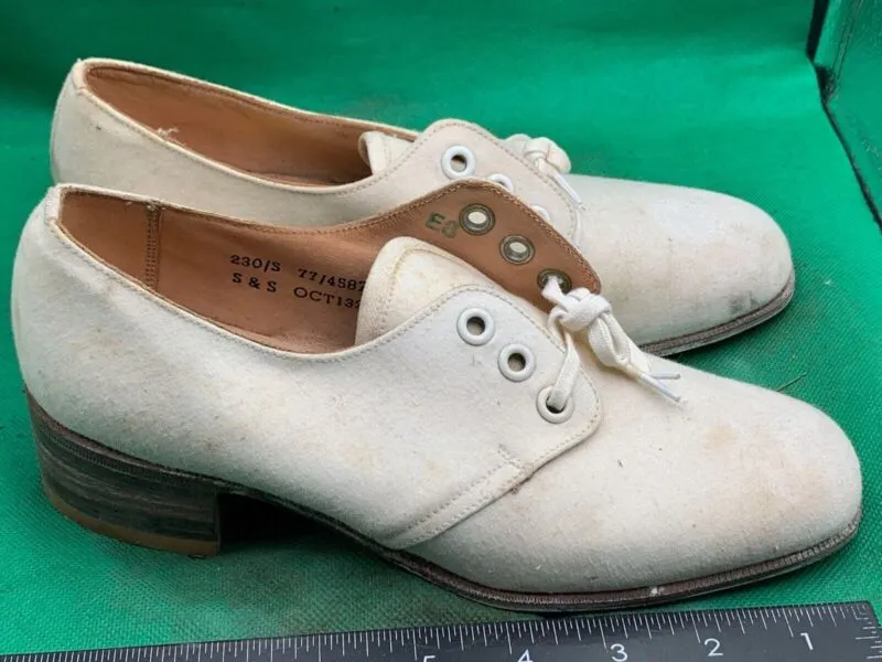 Original WW2 British Army Women's White Summer Shoes - ATS WAAF - Size 230s