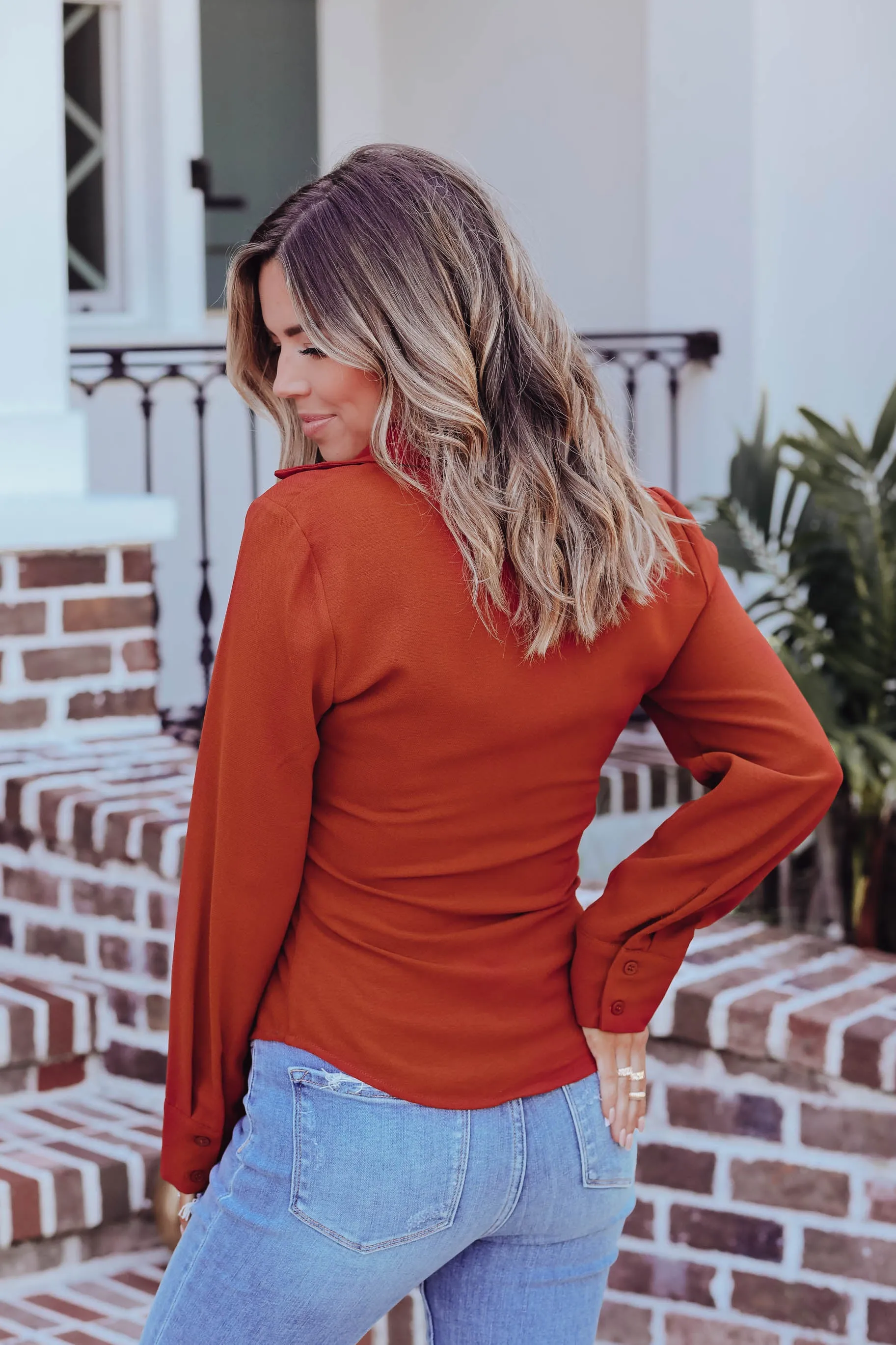 Parker Button Up Top - Brick
