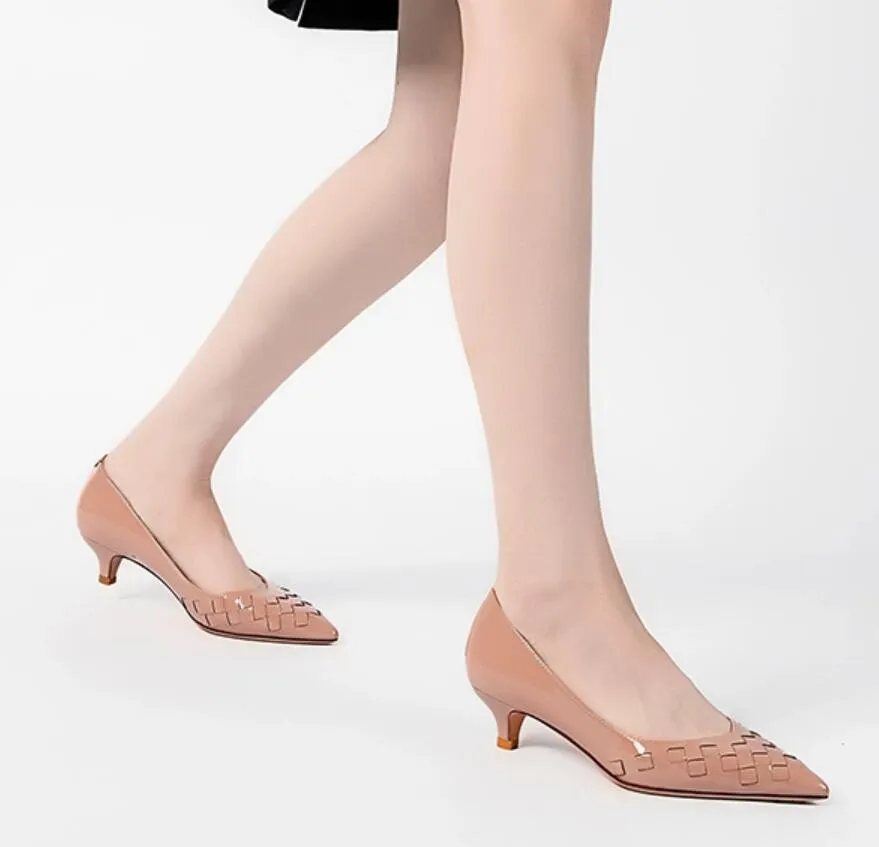 Patent Leather Low Heels For Small Feet Women ANLE20