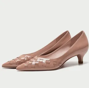 Patent Leather Low Heels For Small Feet Women ANLE20