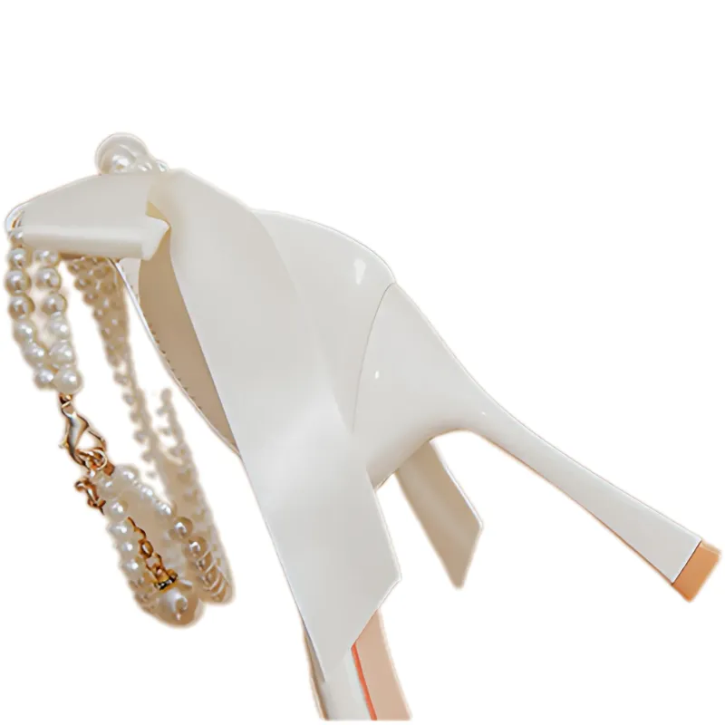 Pearl-Tied Hollow Sandals