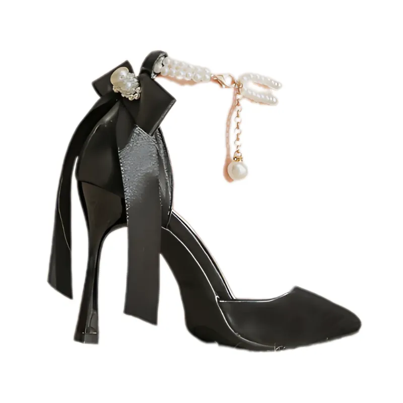 Pearl-Tied Hollow Sandals