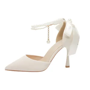 Pearl-Tied Hollow Sandals