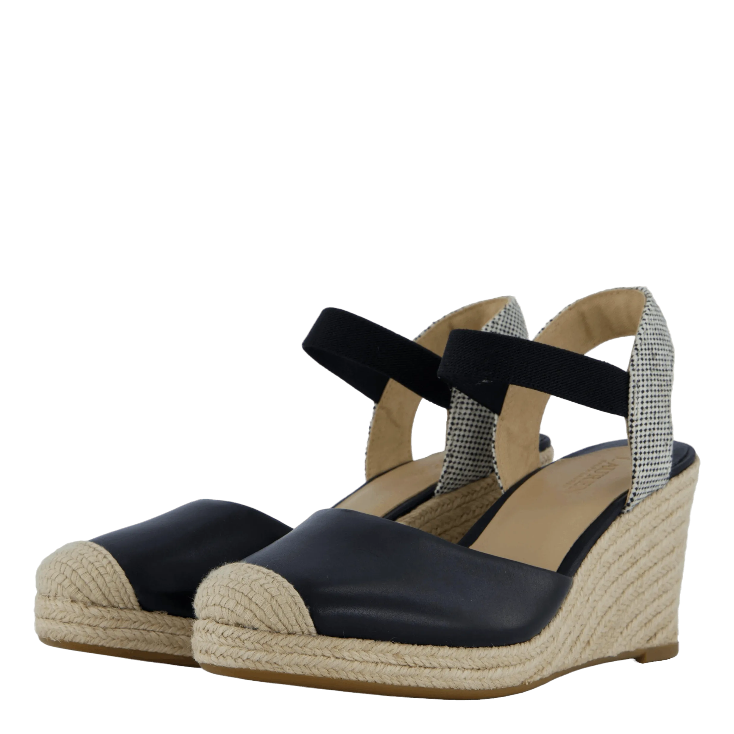 Pearle II Leather & Canvas Espadrille Black / Natural / Black