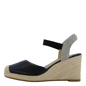 Pearle II Leather & Canvas Espadrille Black / Natural / Black