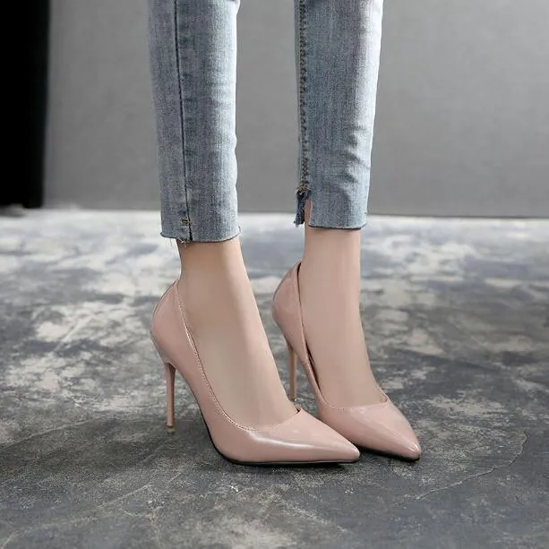 Petite Feet Women's Pointed Patent Heel Pumps AS132