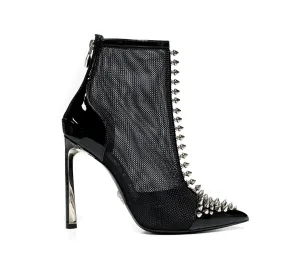 Philipp Plein Women's Black Patent Leather with Mesh Boots AOS9009