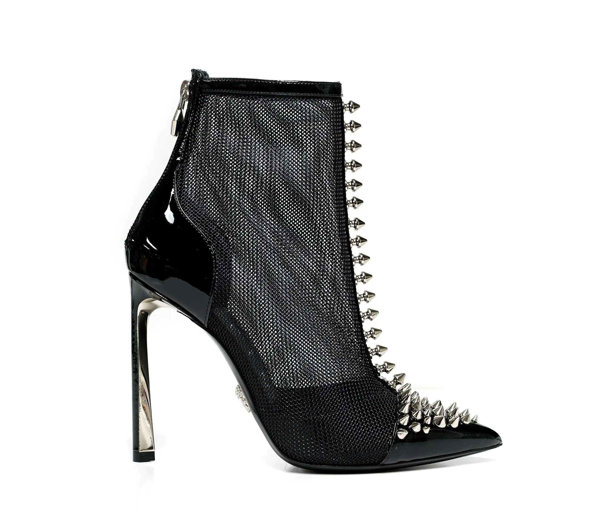 Philipp Plein Women's Black Patent Leather with Mesh Boots AOS9009