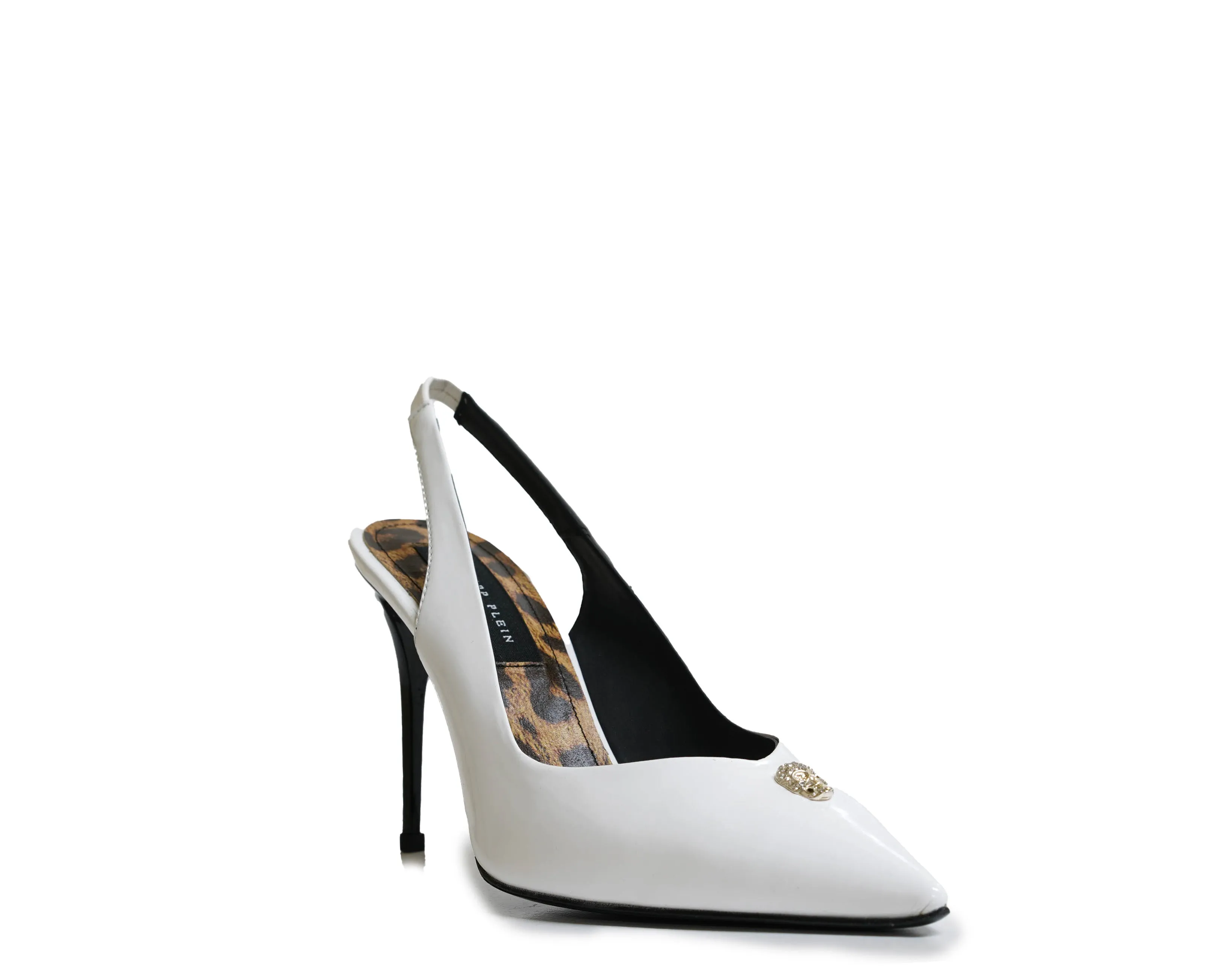 Philipp Plein Women's White Patent Skull Slingback 901 90