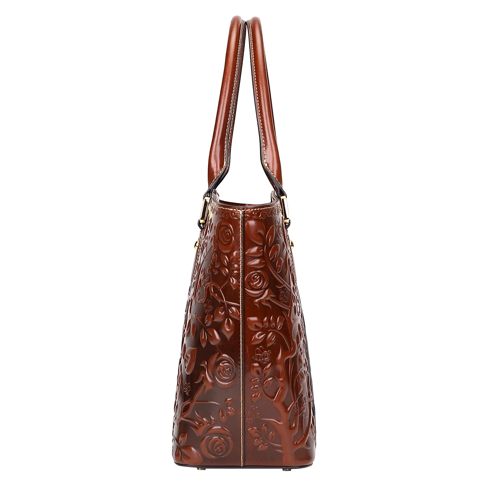 PIJUSHI Designer Handbags For Women Floral Purses Top Handle Handbags Satchel Bags(22328 Brown)