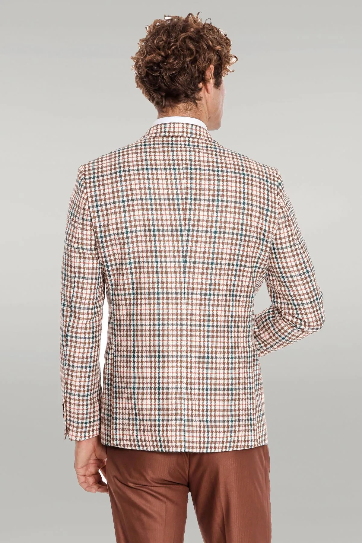 Plaid Brown Men Suit - Wessi