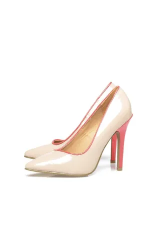 Pointed Colour Trim Block Heels