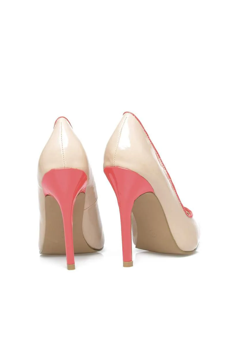 Pointed Colour Trim Block Heels