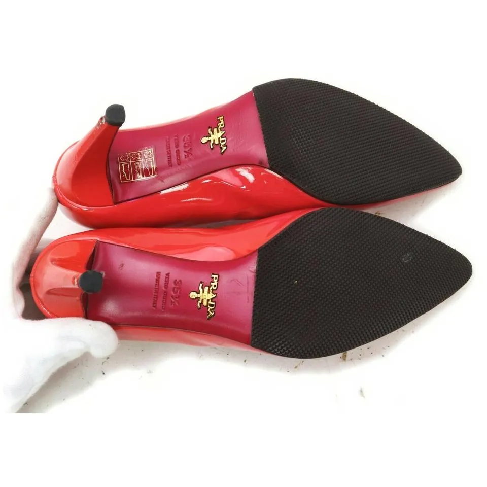 Prada  35.5 Red Patent Leather Pump Heels  861261
