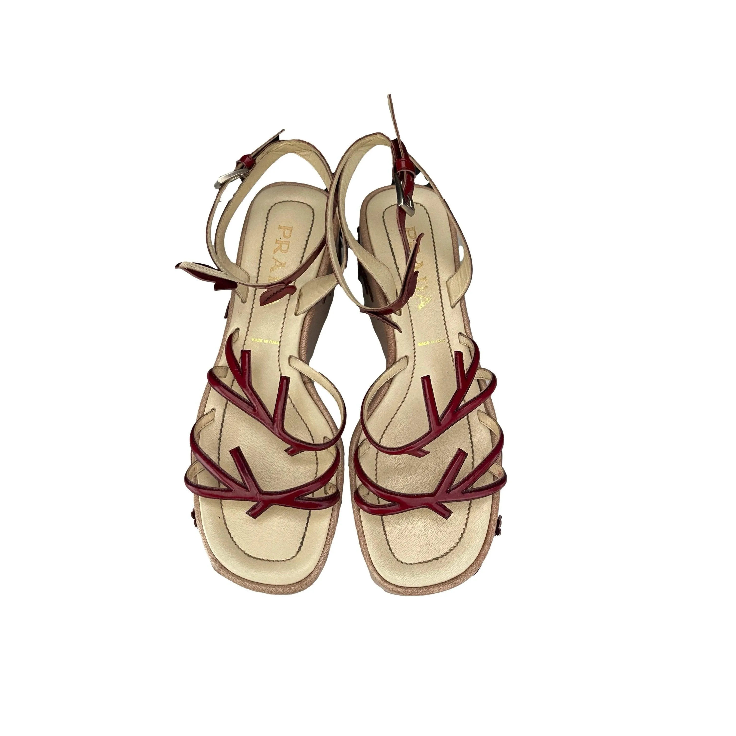 Prada Beige Platform Vine Wedges