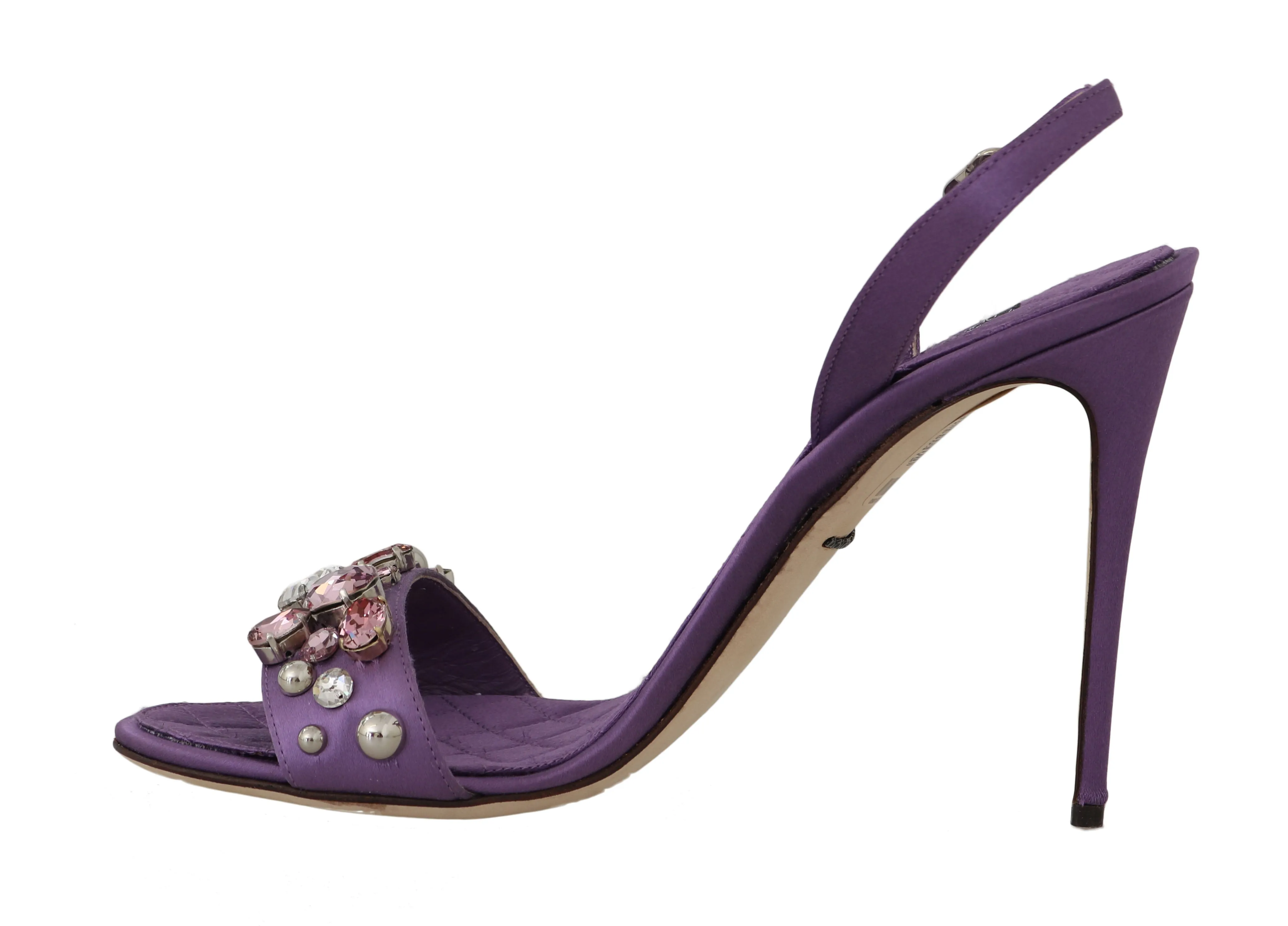 Purple Satin Stiletto Crystal Sandals
