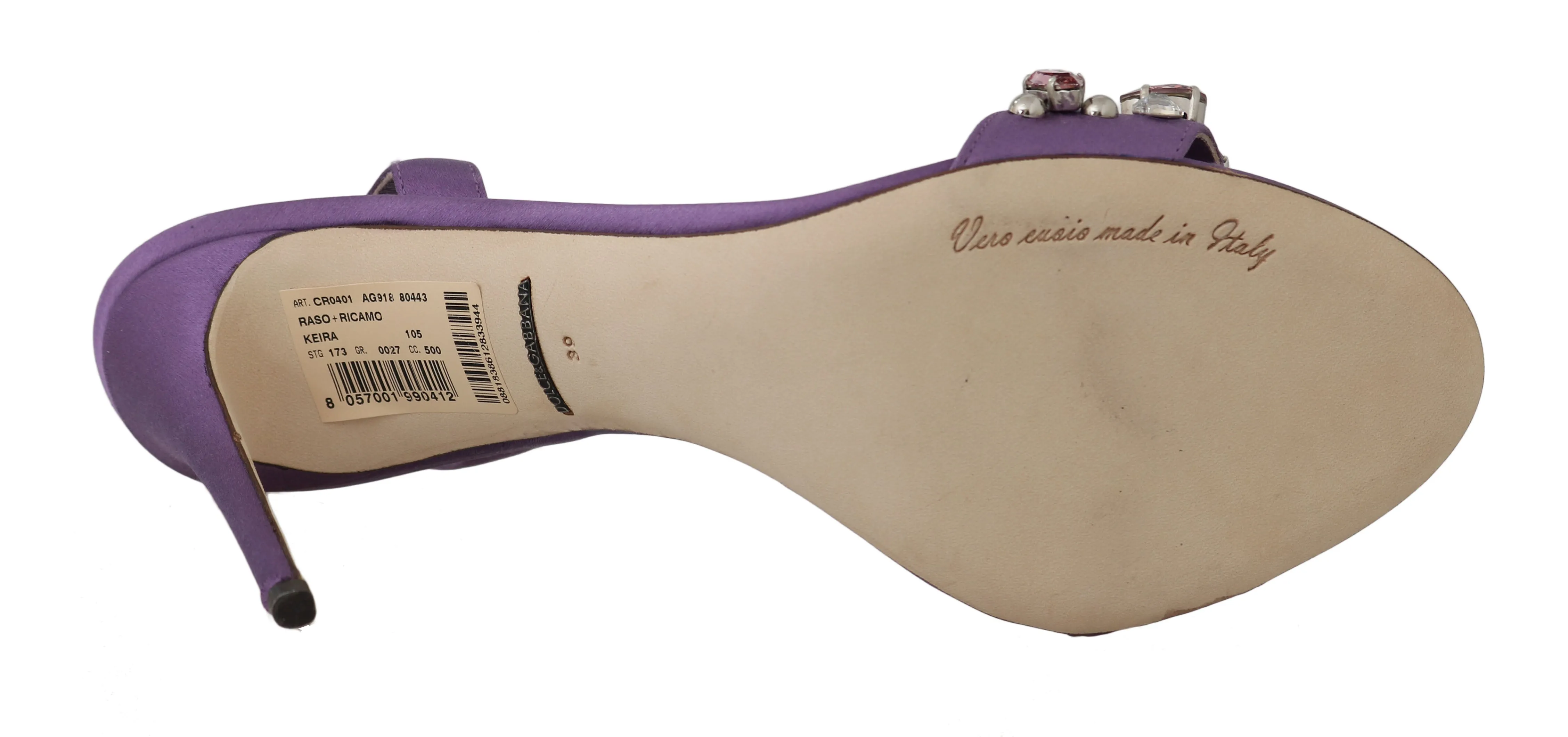 Purple Satin Stiletto Crystal Sandals