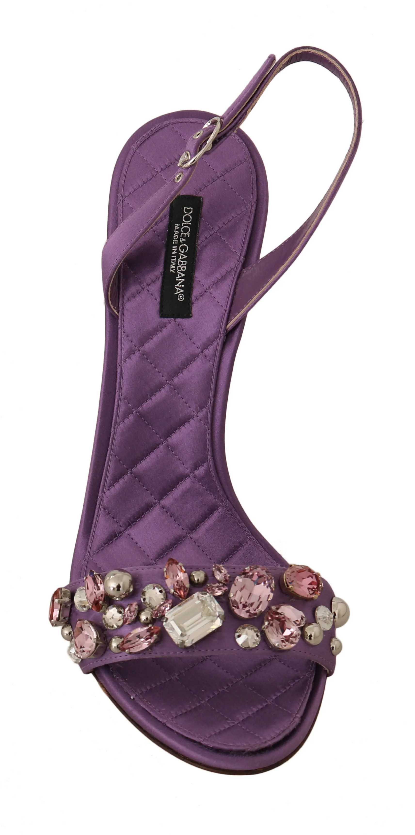 Purple Satin Stiletto Crystal Sandals