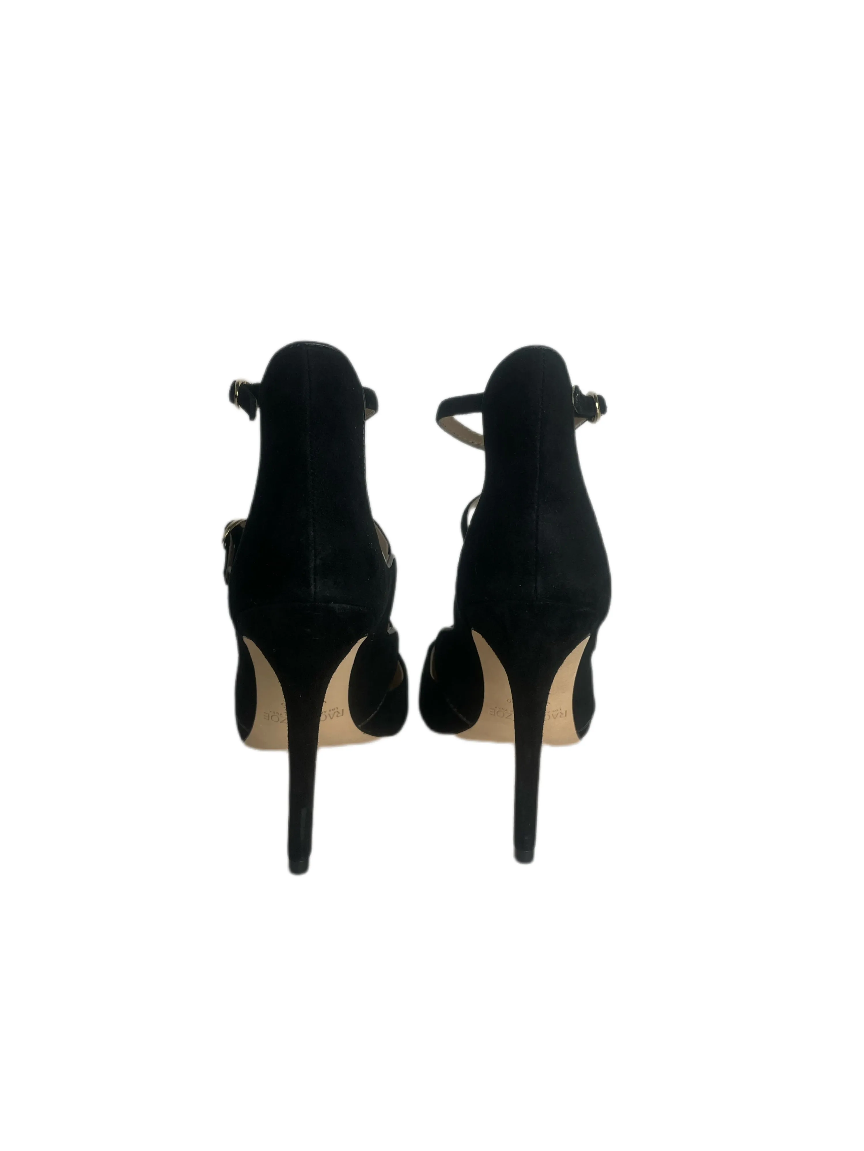 RACHEL ZOE Black Suede Lace Up Heels #108 7 NWOTB