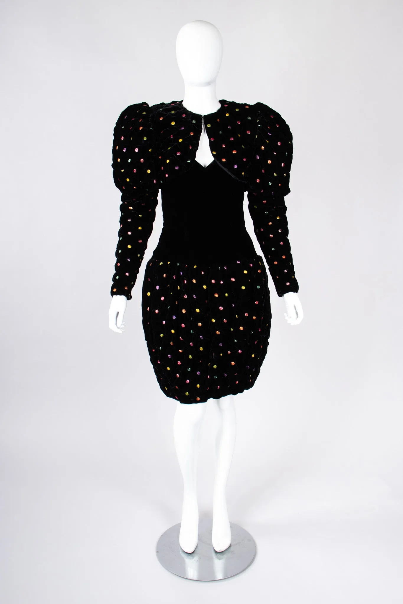Rainbow Dot Bubble Dress & Jacket Set