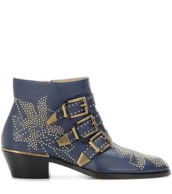 Real Leather Ankle Boots Women Rivets Flower Martin Boots Women Luxury Velvet Boots Zapatos Mujer Big Size 46