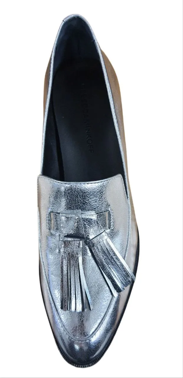 REBECCA MINKOFF Women's Silver Metallic Leather Edie Loafers #M5191001 NWB