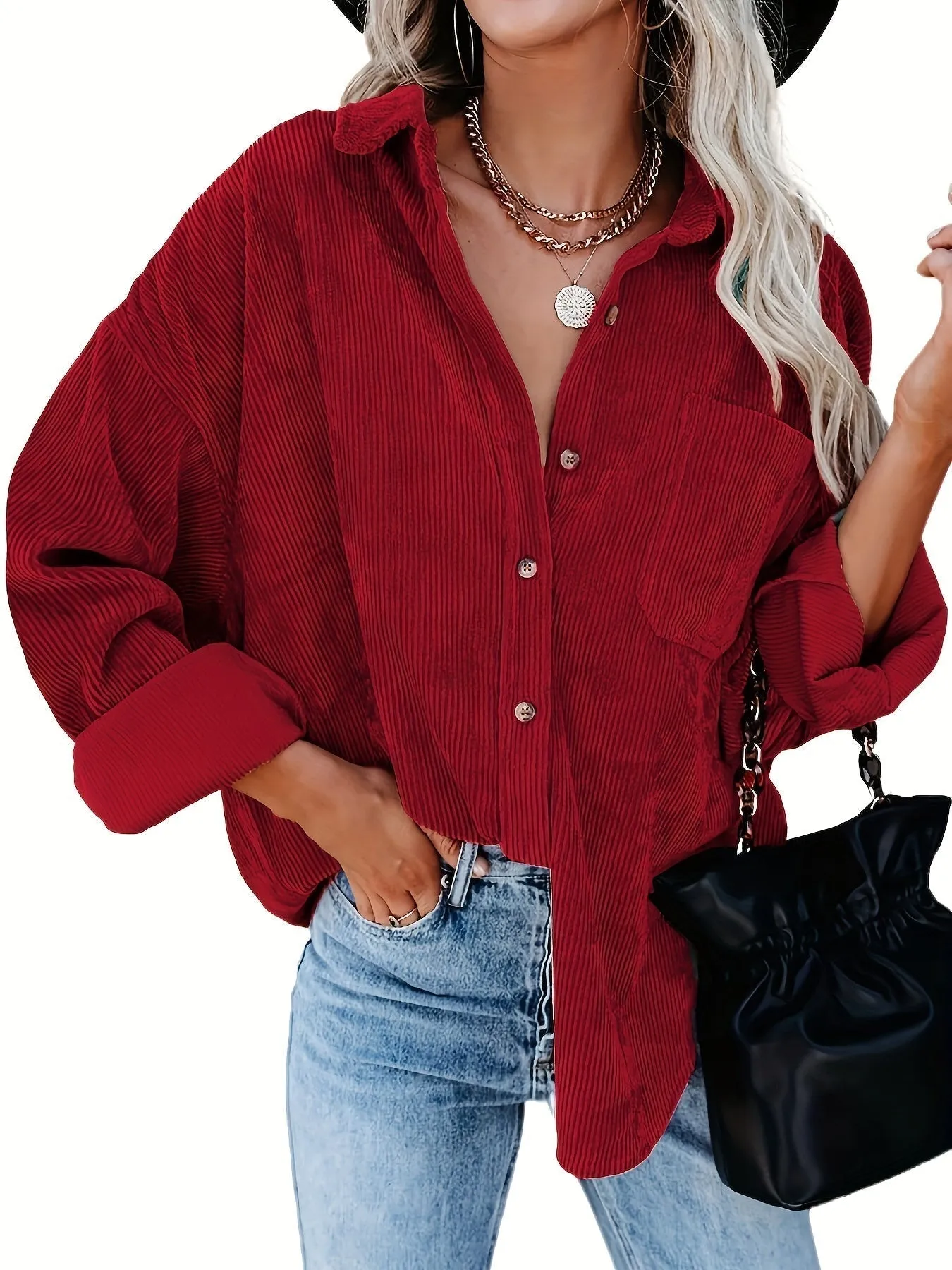 Relaxed Fit Button-Down Shirt-Jacket