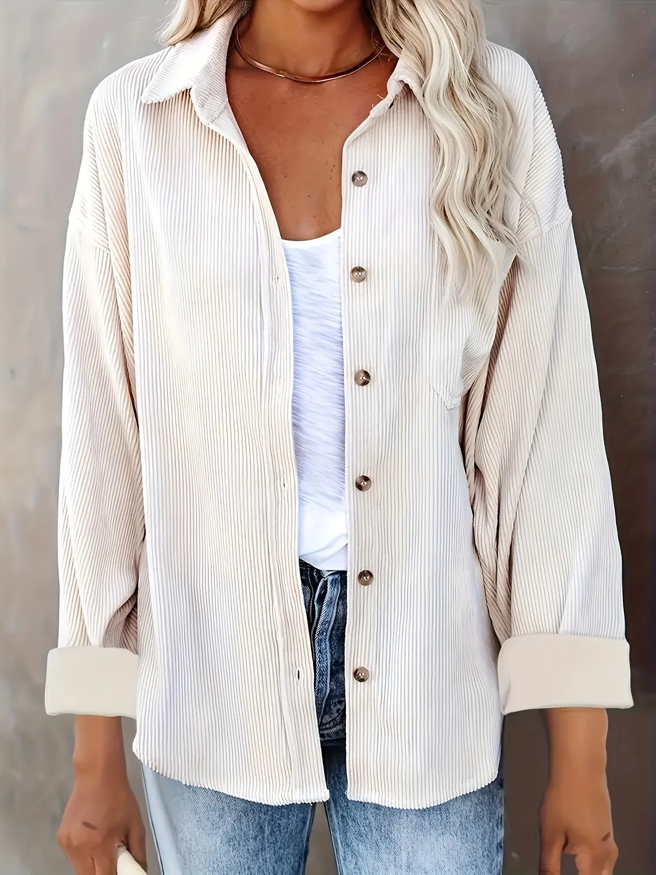 Relaxed Fit Button-Down Shirt-Jacket