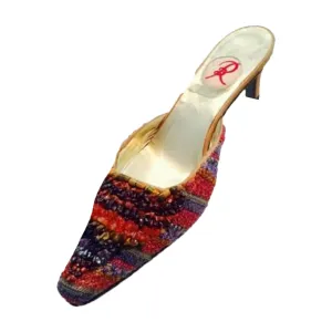 RENAUD PELLEGRINO Pointed Toe Mule Heels with Crafted Beaded Detail Size 6
