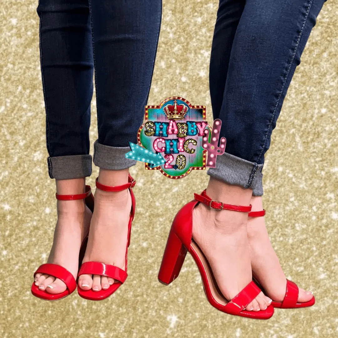 Reseda Red Patent Heels