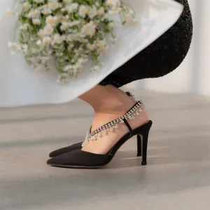 rhinestone pearl tassel high heel