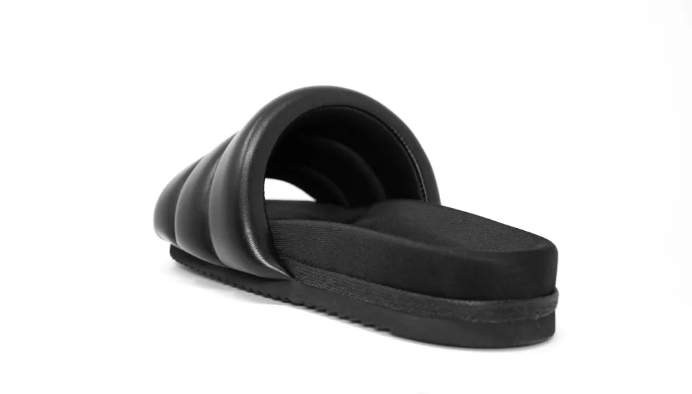 ROAM Puffy Sandals Black Vegan Leather