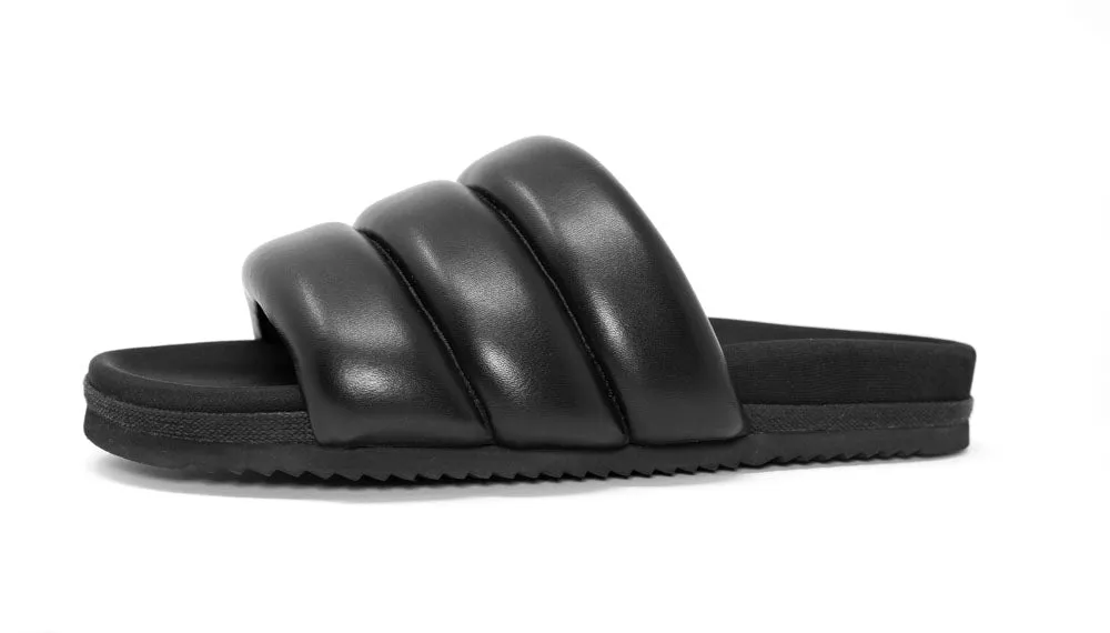 ROAM Puffy Sandals Black Vegan Leather