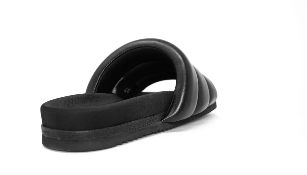ROAM Puffy Sandals Black Vegan Leather