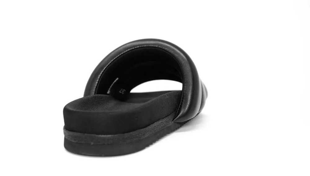 ROAM Puffy Sandals Black Vegan Leather
